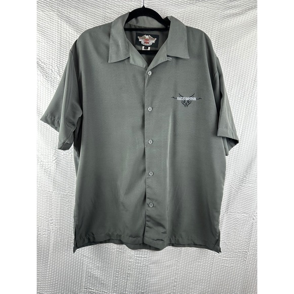 Harley-Davidson Other - Harley Davidson 2004 Gray Dagger Big Back Print  Button Front T Shirt‎ LARGE